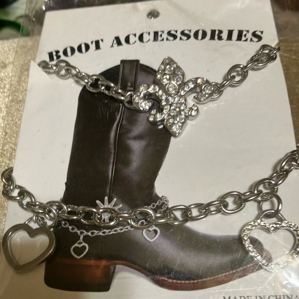 Boot accessories color, silver with rhinestones